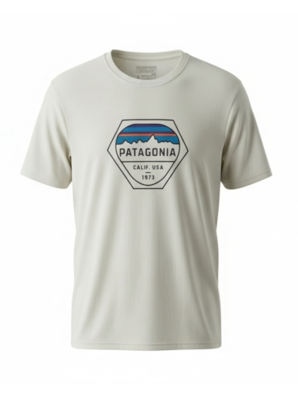 Patagonia Capilene Daily Graphic T-Shirt in Off White Blue Size M